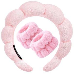 Zkptops Spa Headband for Washing Face Wristband Set Headwear Non Slip Thick Hair